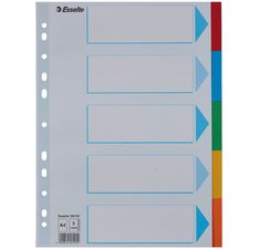 Intercalaires en carton, uni, A4, 5 touches