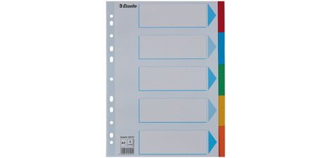 Intercalaires en carton, uni, A4, 5 touches