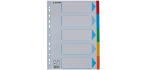 Intercalaires en carton, uni, A4, 5 touches