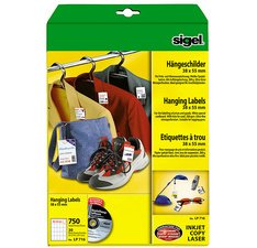 Etikett mit Loch 38 x 55 mm weiß - Packung mit 750