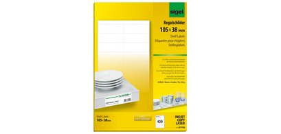 Etiquette pour étagère, 105 x 38 mm, blanc, 170 g/m2