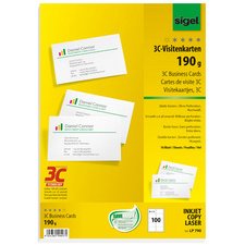 Cartes de visite 3C, 85 x 55 mm, 250 g/m2, extra blanc