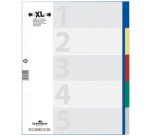 Intercalaires en plastique, A4, PP, 5 touches