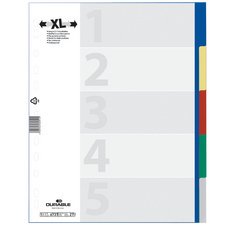 Intercalaires en plastique, A4, PP, 5 touches