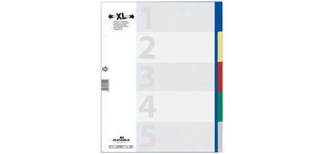 Intercalaires en plastique, A4, PP, 5 touches