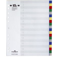 Colored Polypropylene A4 Divider Durable 20 Neutral Multicolor Tabs - 1 set