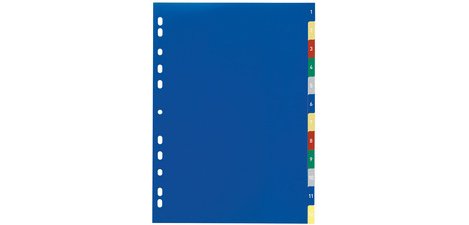 Intercalaires en plastique, numérique, A4,12 touches