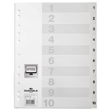 Plastic tabbladen, genummerd, A4-formaat, 10 tabs