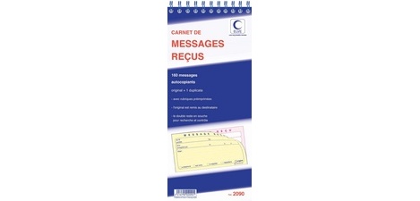 Carnet de messages reçus autocopiant, 322 x 140 mm