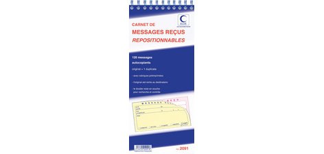 Carnet de messages reçus, 120 messages repositionnables
