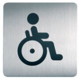 Plaque de porte ou signalétique - Personne Handicapée - 150x150mm - Acier Brossé