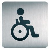 Plaque de porte ou signalétique - Personne Handicapée - 150x150mm - Acier Brossé