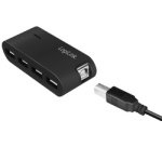Hub USB 2.0 avec bloc d'alimentation, 4 ports, noir