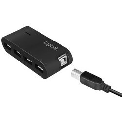 Hub USB 2.0 avec bloc d'alimentation, 4 ports, noir