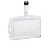 Porte-badge, boîtier rigide, avec clip, 54 x 85 mm