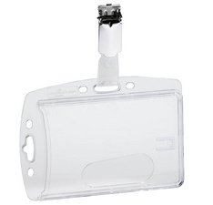 Porte-badge, boîtier rigide, avec clip, 54 x 85 mm