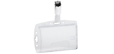 Porte-badge, boîtier rigide, avec clip, 54 x 85 mm