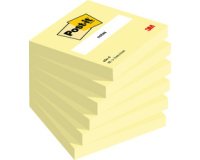 Bloc-note adhésif, 76 x 76 mm, sous film, jaune