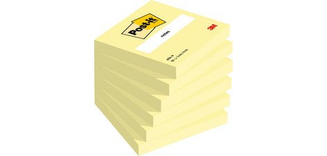 Bloc-note adhésif, 76 x 76 mm, sous film, jaune