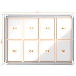 Vitrine d'affichage Premium Plus, fond en métal, 8x A4