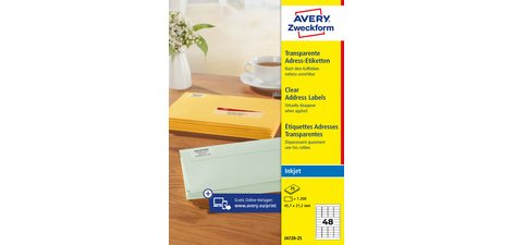 Adresetiket, transp., 63,5 x 38,1 mm