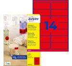 Avery removable neon labels ft 210 x 297 mm (w x h), box of 25 sheets, 25 pieces, neon red