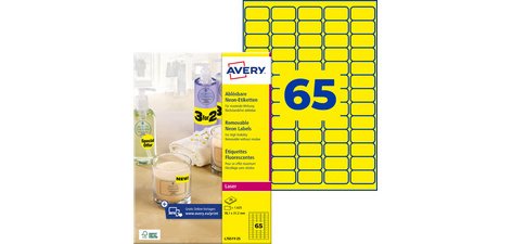 Stick&Lift Etiquette, 38,1 x 21,2 mm, jaune