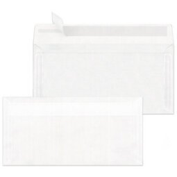 enveloppe DL, sans fenêtre, blanc transparent