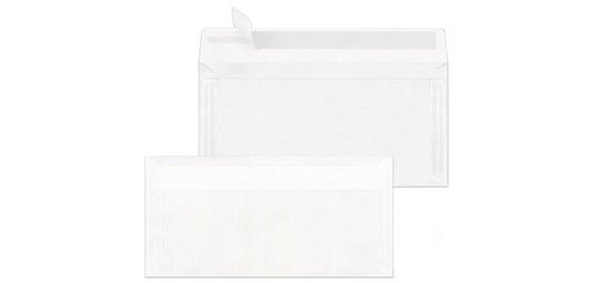 enveloppe DL, sans fenêtre, blanc transparent