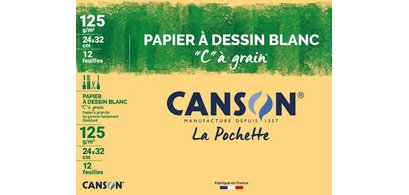 Papier à dessin 'C' à grain, A4, 224 g/m2, blanc