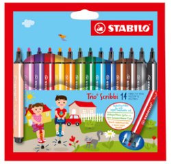 STABILO Trio Scribbi Felt Pen 368/14 Assorted Case 14 Pieces