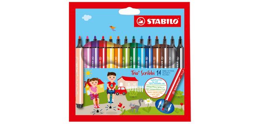 Feutre Trio Scribbi, étui en carton de 14