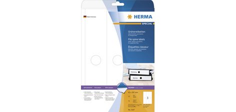 Etiquette dos de classeur SPECIAL, 63 x 297 mm, blanc