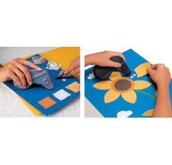 Lijmroller voor stickers, grijs/blauw, permanent