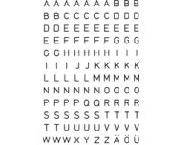 Sticker alphabétique A-Z, film noir, 20 x 20 mm