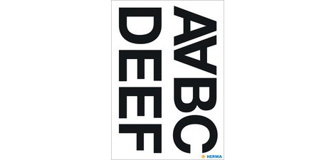 Sticker alphabétique A-N, film noir, hauteur 33 mm