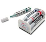 Marqueur effaçable Pentel Maxiflo MWL5M pointe ogive 6 mm avec éponge - Kit de 4 couleurs assorties