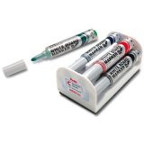 Marqueur effaçable Pentel Maxiflo MWL5M pointe ogive 6 mm avec éponge - Kit de 4 couleurs assorties