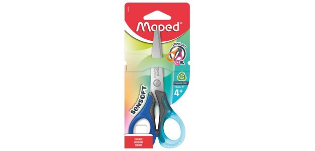 Ciseaux gauchers bouts ronds Maped Sensoft 3 D 13 cm