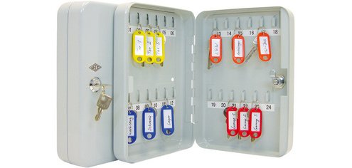 Armoire à clés pour 24 clés, gris clair