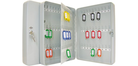 Armoire à clés pour 110 clés, gris clair