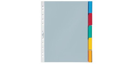 Geperforeerde hoesjes, 5 tabs, transparant, A4