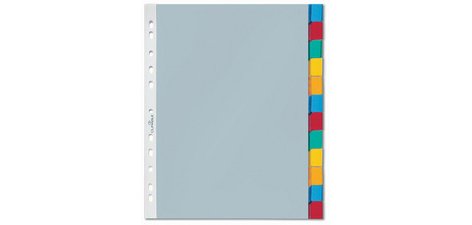 Pochettes intercalaires, 12 touches, transparent, A4