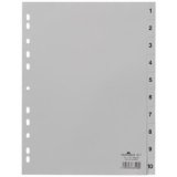 Intercalaires en plastique, chiffres, A4, 10 touches