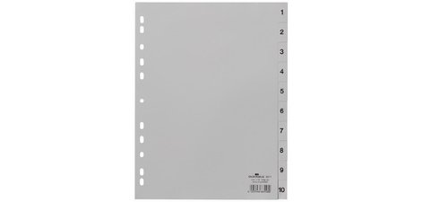 Intercalaires en plastique, chiffres, A4, 10 touches