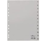 Intercalaires A4 polypropylène gris Durable 12 onglets numériques - 1 jeu