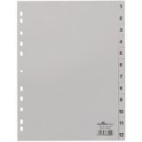 Intercalaires A4 polypropylène gris Durable 12 onglets numériques - 1 jeu