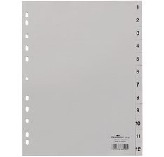 De_intercalaires en plastique, chiffres, a4, 12 t