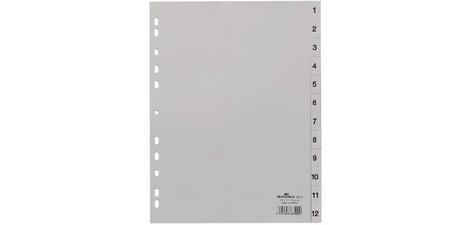 Plastic dividers, numbers, A4, 12 tabs
