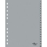 Intercalaire A4 polypropylène gris Durable 20 onglets numériques  - 1 jeu